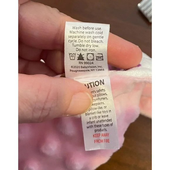 HB Hudson Baby Blanket Minky  30 x 40 Reversible Soft Pink Purple‎ Giraffe Print - Picture 5 of 6